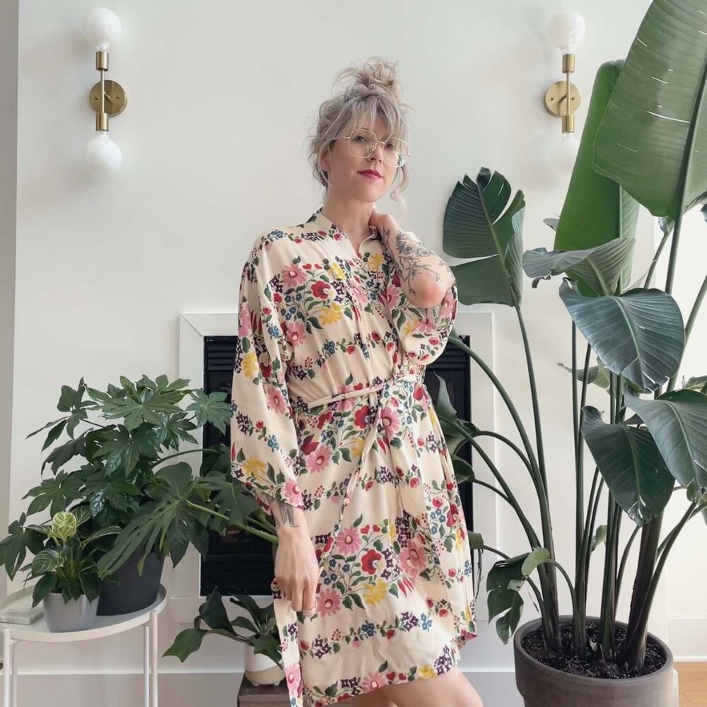 Onderbroeks classic robe - white floral S